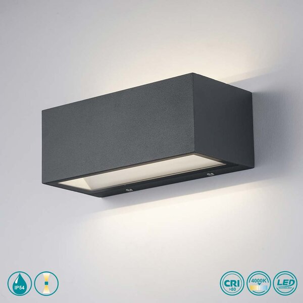 Απλίκα Εξωτερικού Χώρου Intec LED-W-Twin-M ANT 8031414863693 Ανθρακί (4000K)