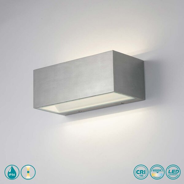 Απλίκα Εξωτερικού Χώρου Intec LED-W-Twin-M NIK 8031414863990 Νίκελ Βουρτσιστό (4000K)