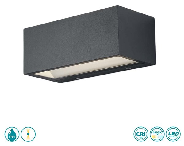 Απλίκα Εξωτερικού Χώρου Intec LED-W-Twin-M ANT 8031414863693 Ανθρακί (4000K)