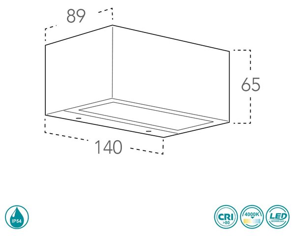 Απλίκα Εξωτερικού Χώρου Intec LED-W-Twin-S BCO 8031414863976 Λευκή (4000K)