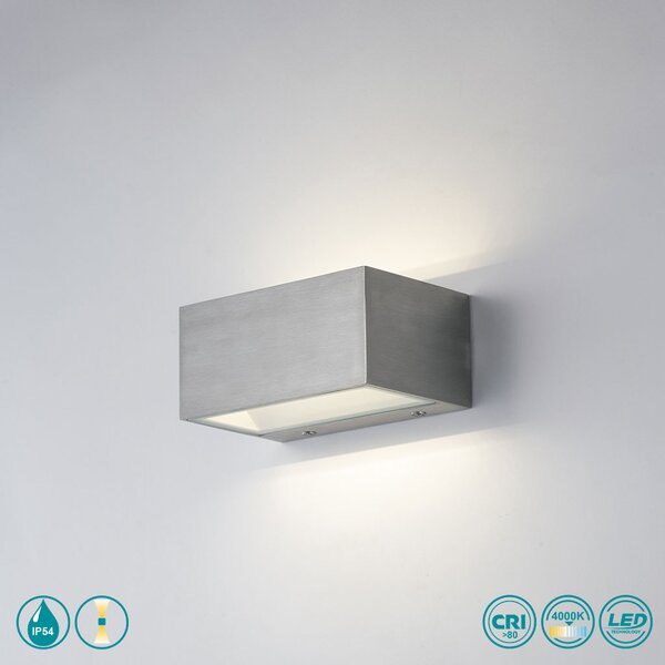 Απλίκα Εξωτερικού Χώρου Intec LED-W-Twin-S NIK 8031414863983 Νίκελ Βουρτσιστό (4000K)