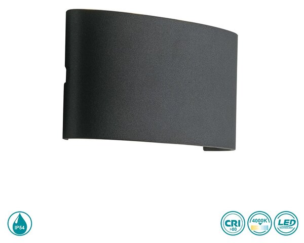 Απλίκα Εξωτερικού Χώρου Intec LED-W-Beetle-GR 8031414876969 Ανθρακί (4000K)