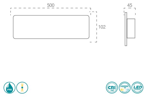 Απλίκα Εξωτερικού Χώρου Intec LED-Parker-AP50-GR 8031414866984 Γκρι (4000K)