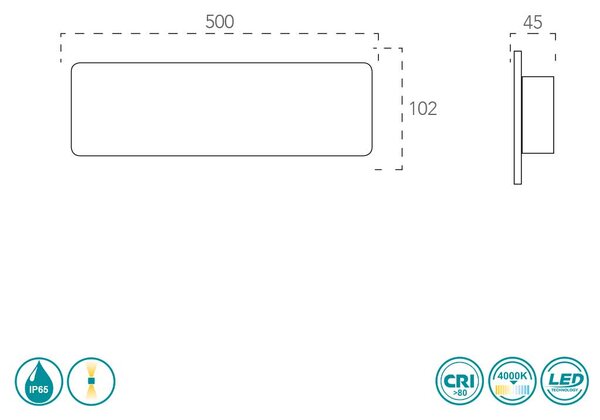 Απλίκα Εξωτερικού Χώρου Intec LED-Parker-AP40 8031414864201 Λευκή (4000K)