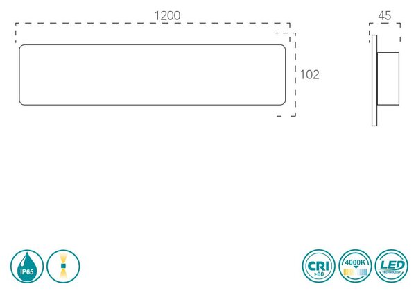 Απλίκα Εξωτερικού Χώρου Intec LED-Parker-AP120 8031414862511 Λευκή (4000K)