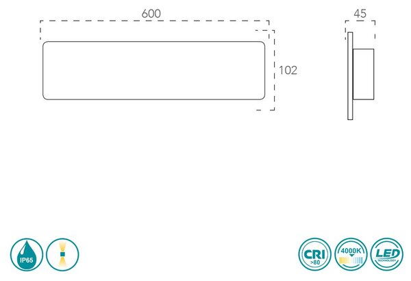 Απλίκα Εξωτερικού Χώρου Intec LED-Parker-AP60 8031414862504 Λευκή (4000K)