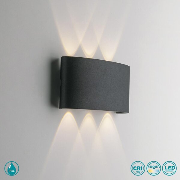 Απλίκα Εξωτερικού Χώρου Intec LED-W-Beetle-GR 8031414876969 Ανθρακί (4000K)