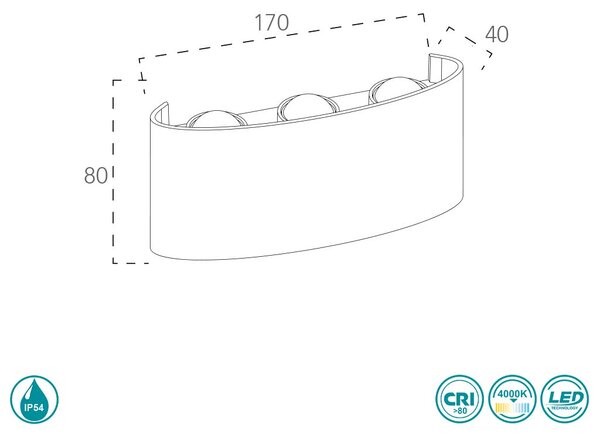 Απλίκα Εξωτερικού Χώρου Intec LED-W-Beetle-GR 8031414876969 Ανθρακί (4000K)
