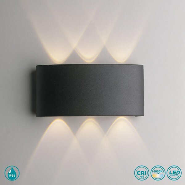 Απλίκα Εξωτερικού Χώρου Intec LED-W-Beetle-GR 8031414876969 Ανθρακί (4000K)
