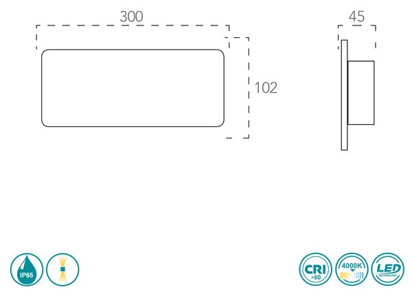 Απλίκα Εξωτερικού Χώρου Intec LED-Parker-AP30 8031414864195 Λευκή (4000K)