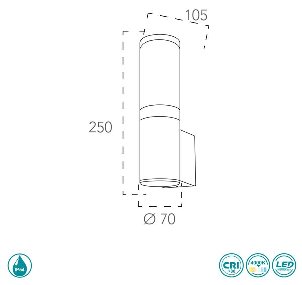 Απλίκα Εξωτερικού Χώρου Intec LED-Discovery-AP 8031414877836 Ανθρακί (4000K)