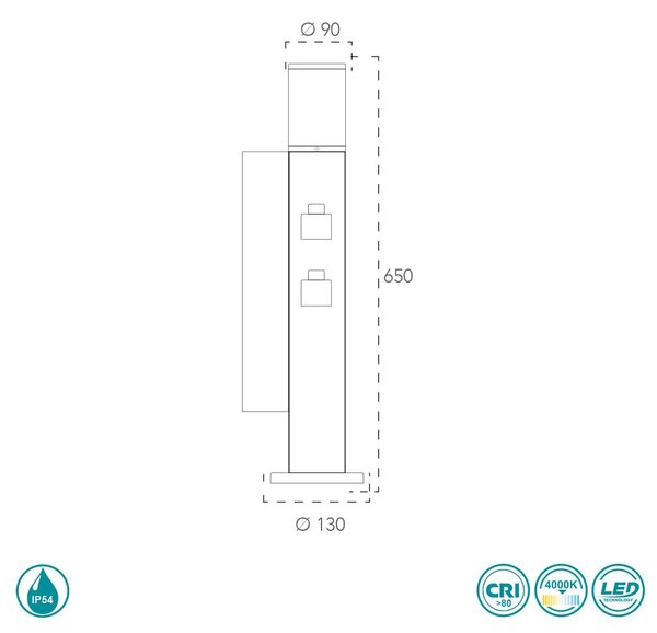 Κολωνάκι Εξωτερικού Χώρου Intec LED-Discovery-HUB 8031414877867 Ανθρακί (4000K) Με Πρίζα