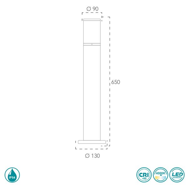 Κολωνάκι Εξωτερικού Χώρου Intec LED-Discovery-P65 8031414877850 Ανθρακί (4000K)