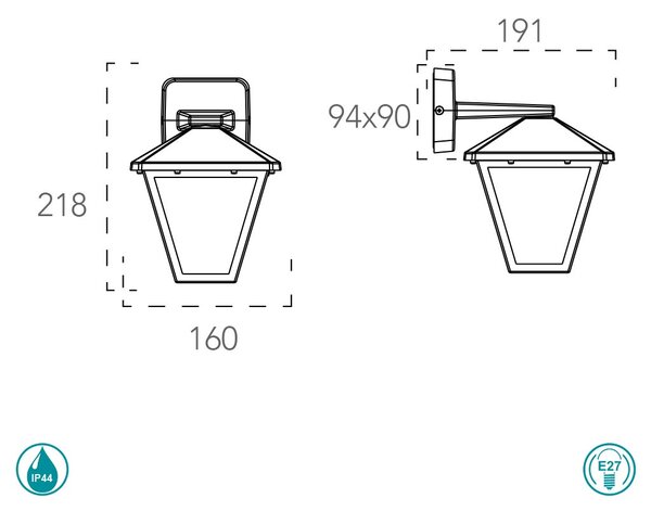 Απλίκα Εξωτερικού Χώρου Intec Lant-Prisma-AP1B 8031414867073 Ανθρακί