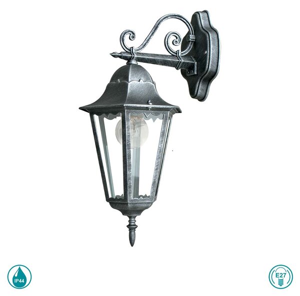 Απλίκα Εξωτερικού Χώρου Intec Lant-Firenze-AP1B 8031430711176 Μαύρη-Ασημί Πατίνα