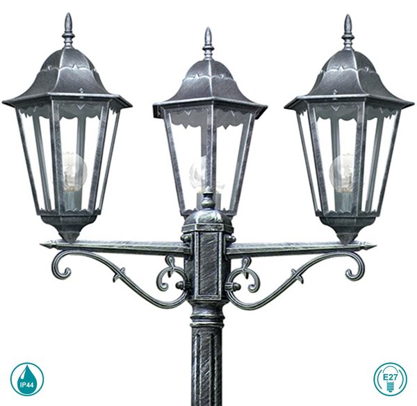 Κολόνα Εξωτερικού Χώρου Intec Lant-Firenze-P3 8031430731174 Μαύρο-Ασημί Πατίνα