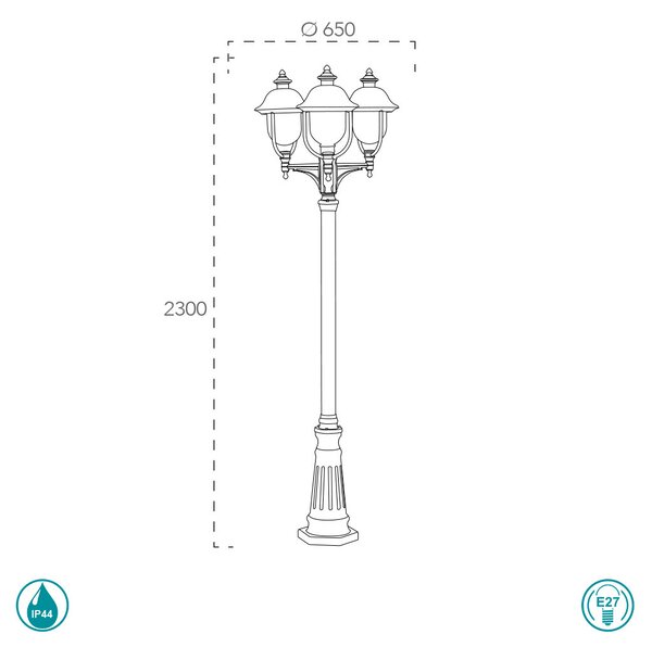 Κολόνα Εξωτερικού Χώρου Intec Lant-Venezia-P3 8031440313292 Μαύρο-Χαλκός