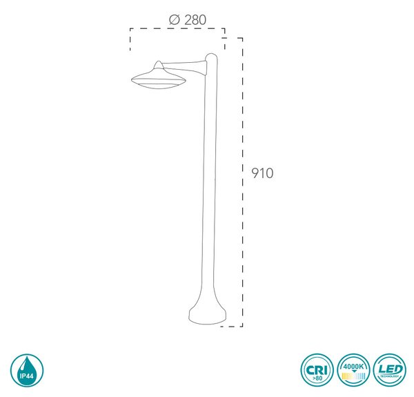 Κολωνάκι Εξωτερικού Χώρου Intec LED-Alyson-P1 BCO 8031440361538 Λευκό (4000K)