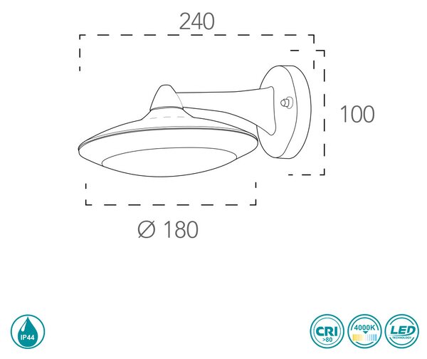 Απλίκα Εξωτερικού Χώρου Intec LED-Alyson-AP 8031440361552 Μαύρη (4000K)