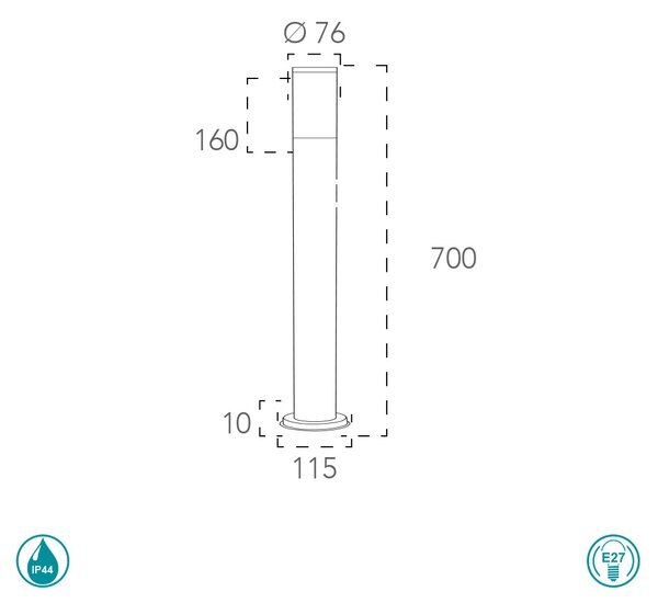 Κολωνάκι Εξωτερικού Χώρου Intec I-Tokyo ST022-700 8031414877225 Νίκελ Ματ