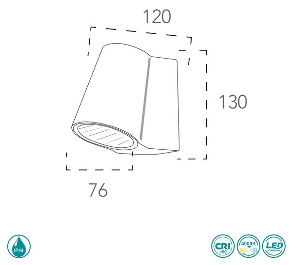 Απλίκα Εξωτερικού Χώρου Intec LED-Sintesi BCO 8031414862207 Λευκή (4000K)