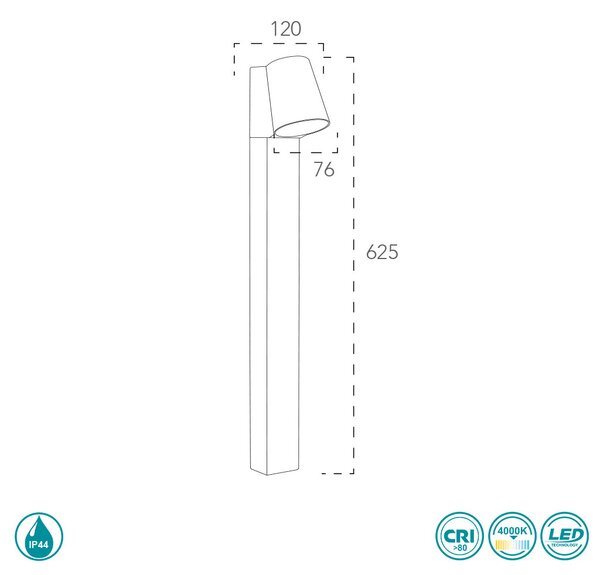 Κολωνάκι Εξωτερικού Χώρου Intec LED-Sintesi-P NERO 8031414862252 Μαύρο (4000K)