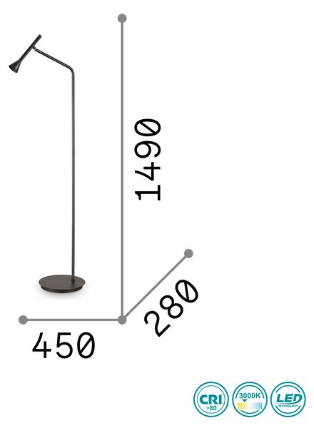 Φωτιστικό Επιδαπέδιο Ideal Lux Diesis 279800 Μαύρο (3000Κ)