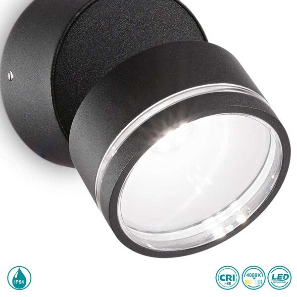 Φωτιστικό Σποτ Εξωτερικού Χώρου Ideal Lux Omega Round 285504 Μαύρο (4000Κ)