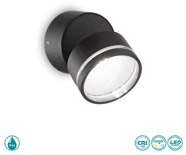 Φωτιστικό Σποτ Εξωτερικού Χώρου Ideal Lux Omega Round 285504 Μαύρο (4000Κ)