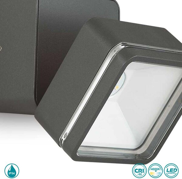Φωτιστικό Σποτ Εξωτερικού Χώρου Ideal Lux Omega Square 285511 Ανθρακί (4000K)