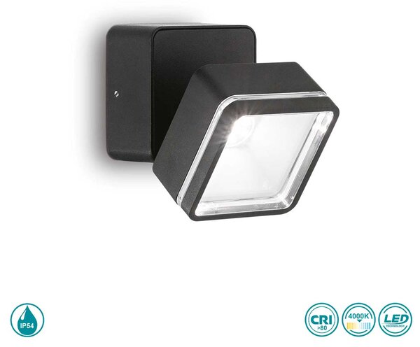 Φωτιστικό Σποτ Εξωτερικού Χώρου Ideal Lux Omega Square 285535 Μαύρο (4000K)