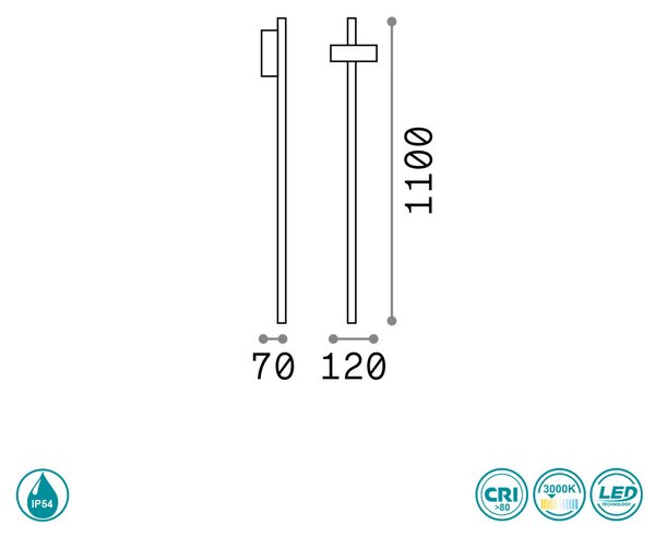 Κολωνάκι Εξωτερικού Χώρου Ideal Lux Hub 251257 Ανθρακί 3000K