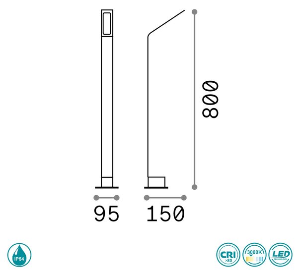 Κολωνάκι Εξωτερικού Χώρου Ideal Lux Agos 254319 Ανθρακί 3000K