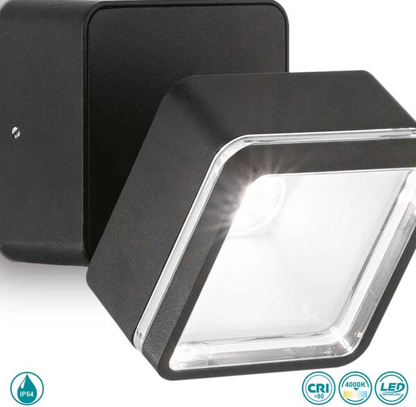 Φωτιστικό Σποτ Εξωτερικού Χώρου Ideal Lux Omega Square 285535 Μαύρο (4000K)