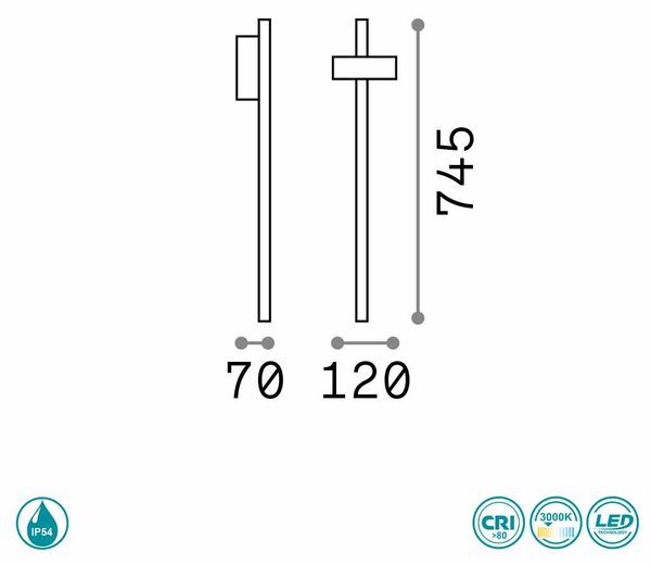 Κολωνάκι Εξωτερικού Χώρου Ideal Lux Hub 251226 Ανθρακί 3000K