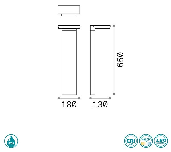 Κολωνάκι Εξωτερικού Χώρου Ideal Lux Path 250823 Ανθρακί 4000K