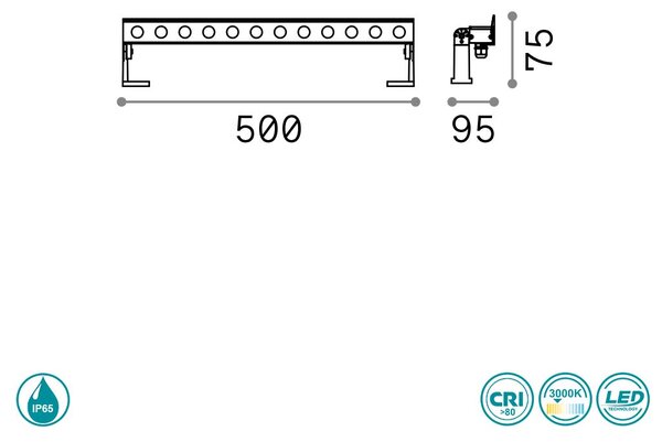 Wall Washer Εξωτερικού Χώρου Ideal Lux Thor 261331 Ανθρακί