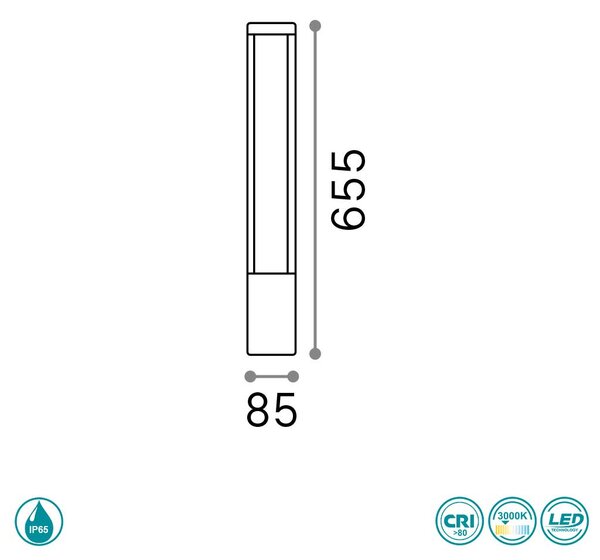 Κολωνάκι Εξωτερικού Χώρου Ideal Lux Tifone 250953 Ανθρακί 3000K