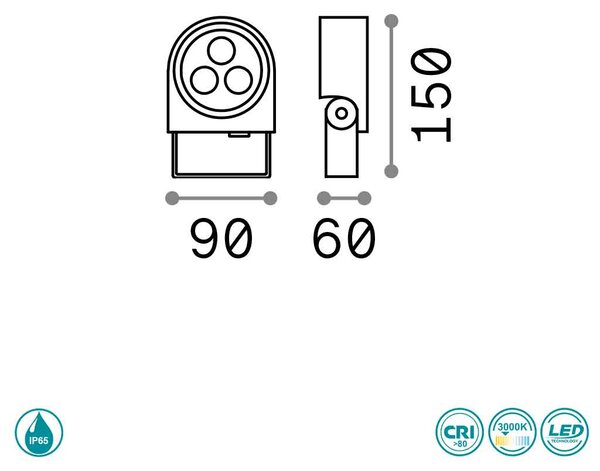 Προβολέας Εξωτερικού Χώρου Ideal Lux Ulex 261287 Ανθρακί