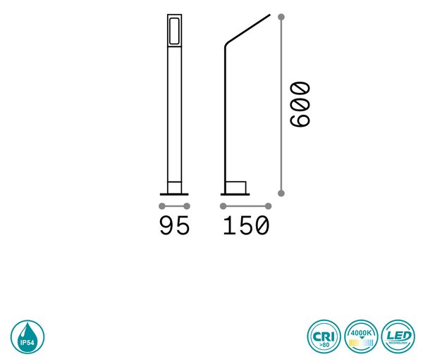 Κολωνάκι Εξωτερικού Χώρου Ideal Lux Agos 268439 Ανθρακί 4000K
