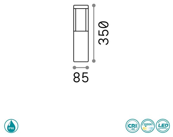Κολωνάκι Εξωτερικού Χώρου Ideal Lux Tifone 250977 Ανθρακί 3000K