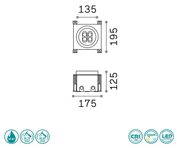 Σποτ Χωνευτό Φωτιστικό Εξωτερικού Χώρου Ideal Lux Taurus 277011