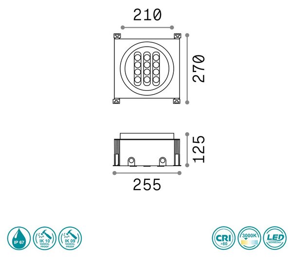 Σποτ Χωνευτό Φωτιστικό Εξωτερικού Χώρου Ideal Lux Taurus 277035