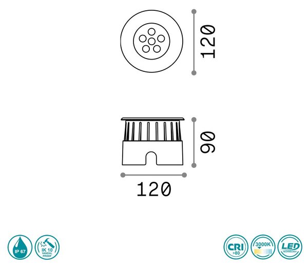 Σποτ Χωνευτό Φωτιστικό Εξωτερικού Χώρου Ideal Lux Floor 255668