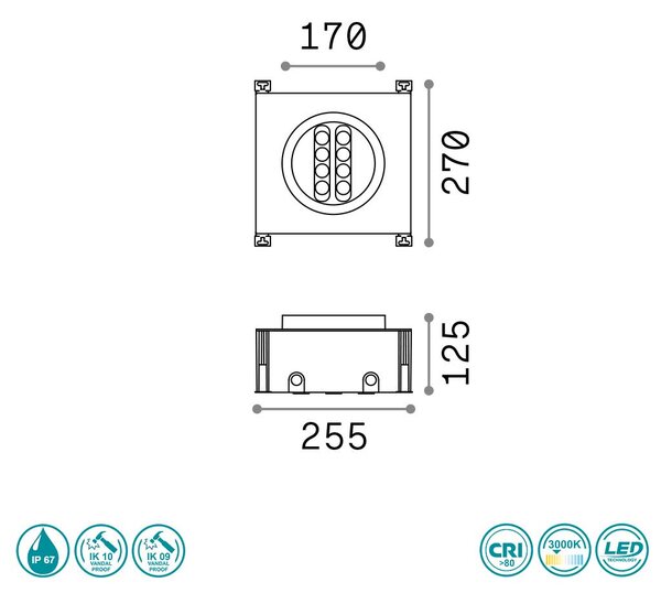Σποτ Χωνευτό Φωτιστικό Εξωτερικού Χώρου Ideal Lux Taurus 277028