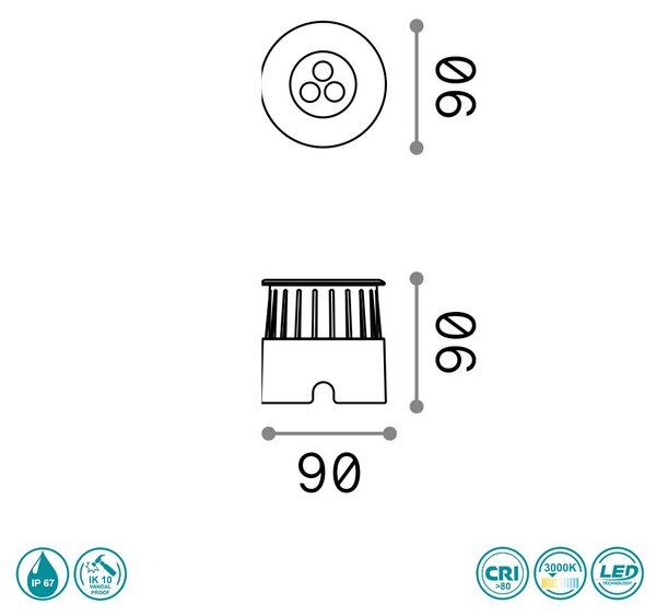 Σποτ Χωνευτό Φωτιστικό Εξωτερικού Χώρου Ideal Lux Floor 255651