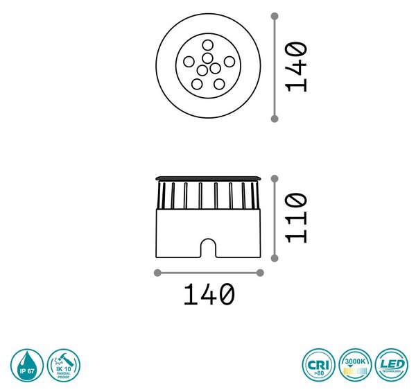 Σποτ Χωνευτό Φωτιστικό Εξωτερικού Χώρου Ideal Lux Floor 255682
