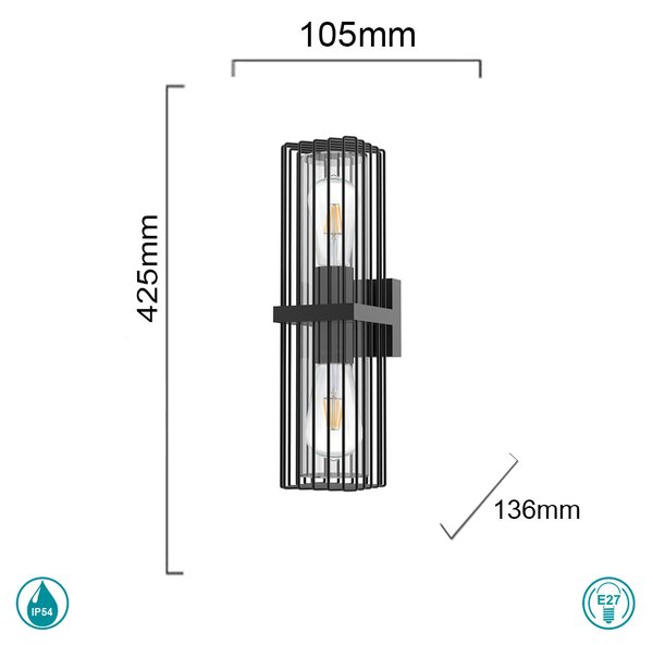 Απλίκα Εξωτερικού Χώρου Sun Light Celda CELDA-2W Σκούρο Γκρι