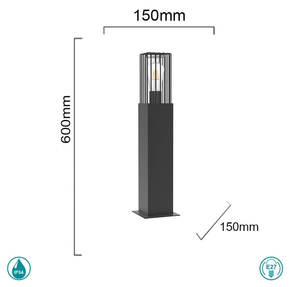 Κολωνάκι Εξωτερικού Χώρου Sun Light Celda CELDA-600 Σκούρο Γκρι