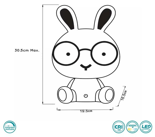 Φωτιστικό Επιτραπέζιο Lucide Dodo Rabbit 71591-03-66 Ροζ